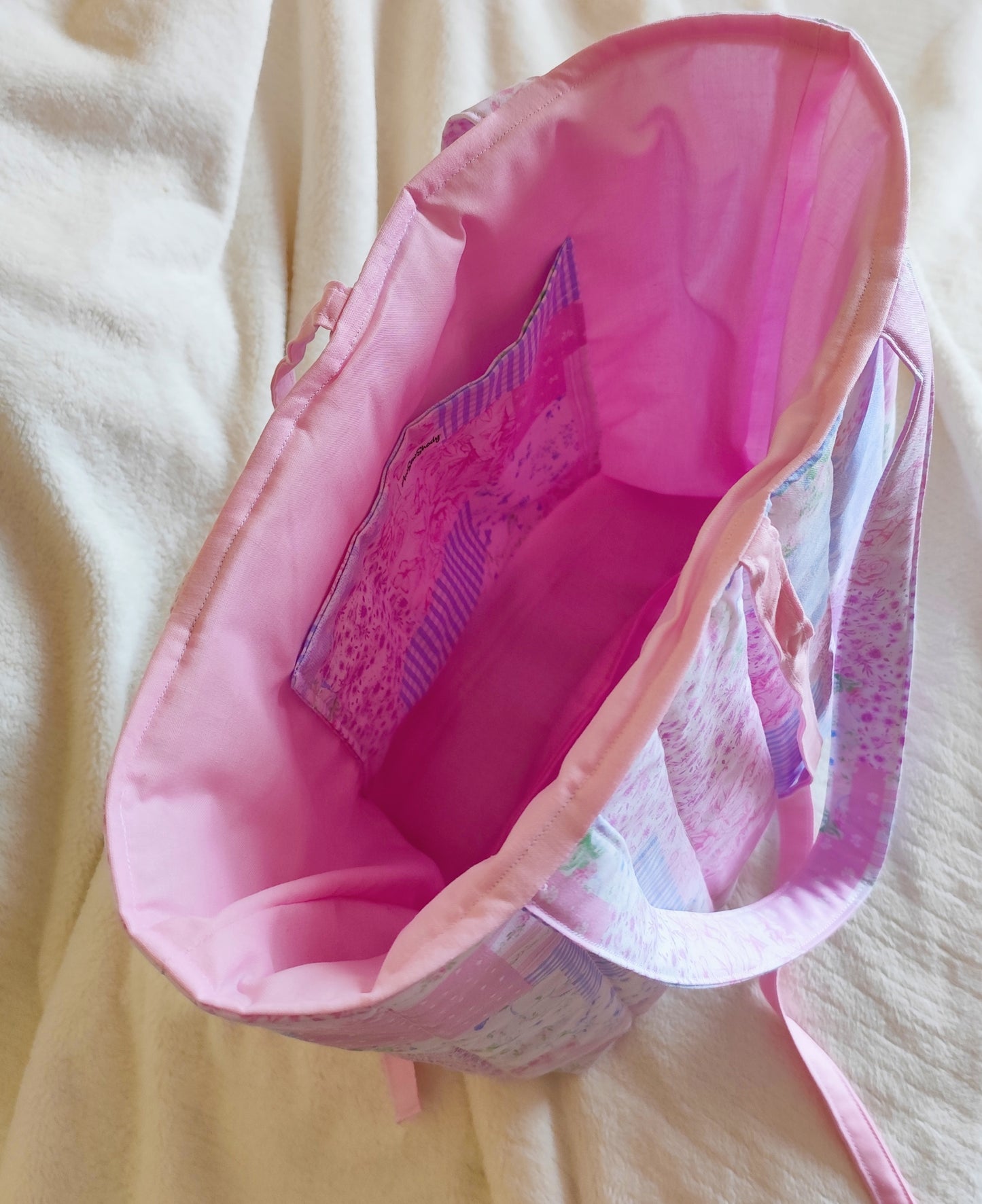 Handmade Quilted Floral Patchwork Tote Bag