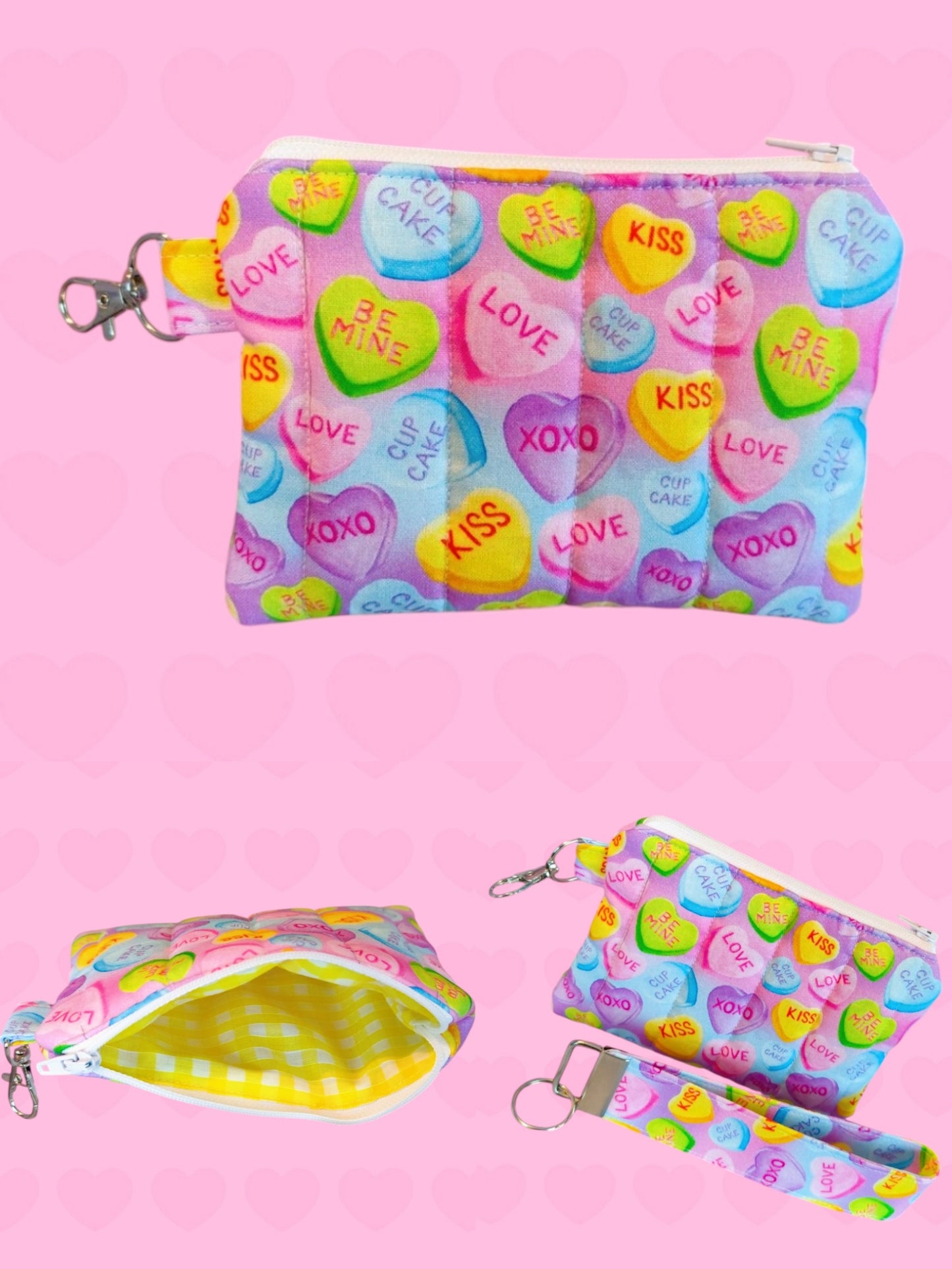 Quilted Zipper Pouch & Wristlet Keychain