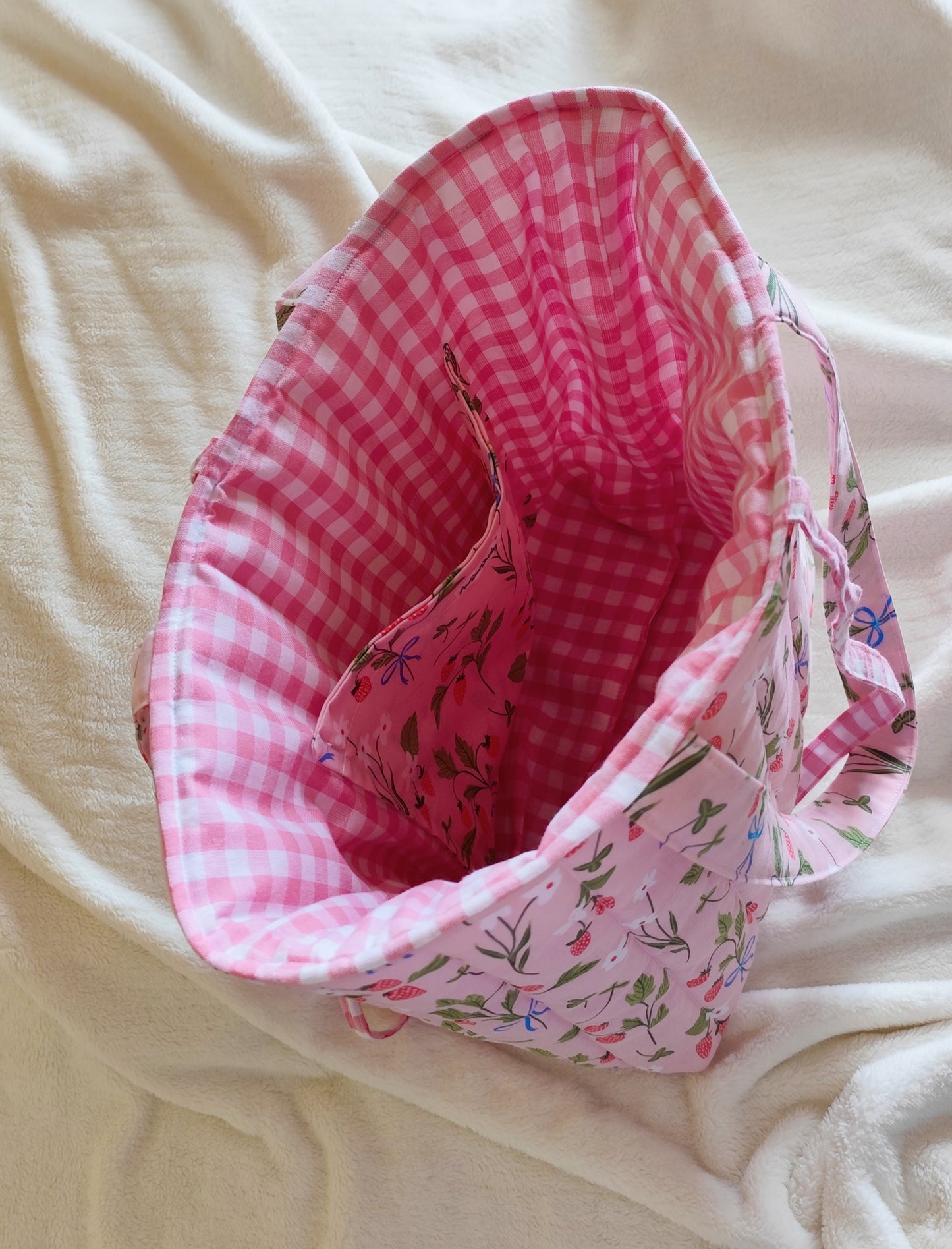 Handmade Quilted Floral & BowsTote Bag