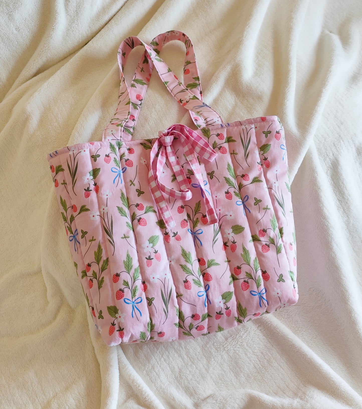 Handmade Quilted Floral & BowsTote Bag