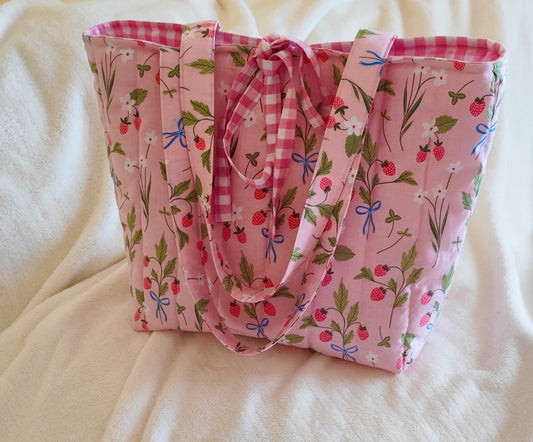 Handmade Quilted Floral & BowsTote Bag